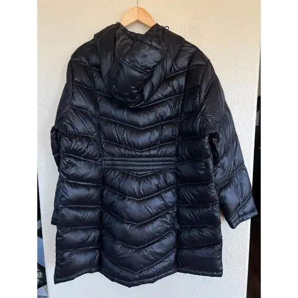 Calvin Klein Duck Feather Down Feather Down Black Longline Jacket 2X Packable - Picture 3 of 8